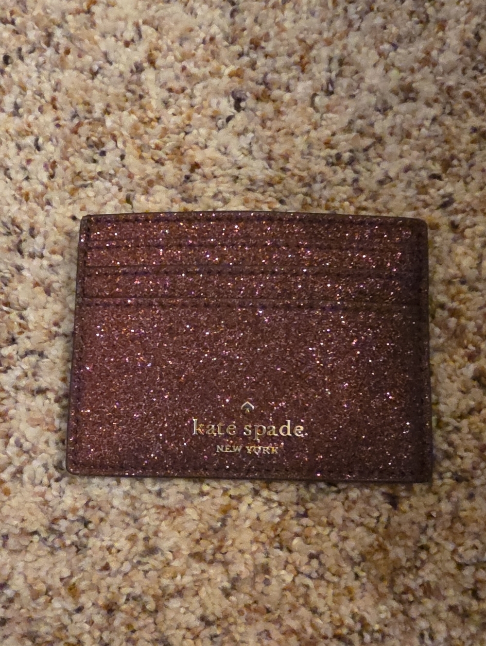 kate spade Glitter Card Slot Holder - Rose Copper NWOT